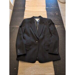 Pendleton Blazer 100% Virgin Wool Womens Petite 6 Black Single Button Jacket